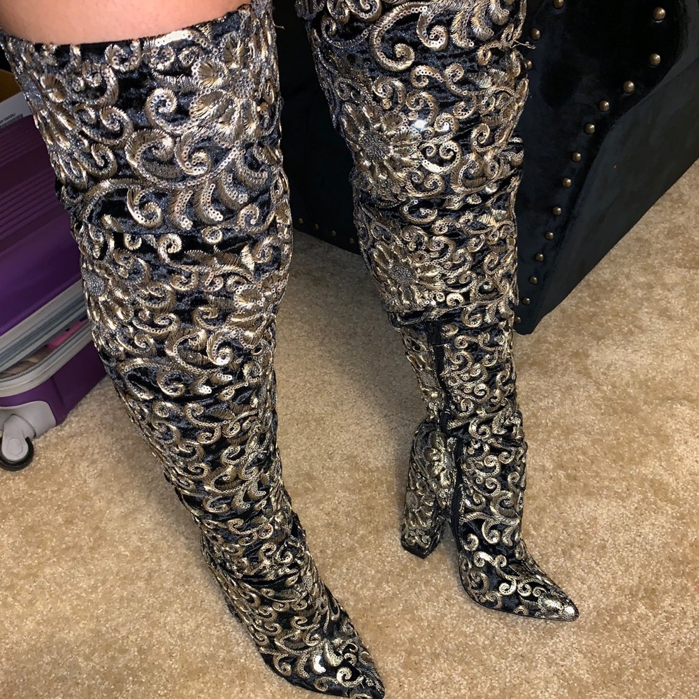 Lauren Lorraine over the knee sequence boots